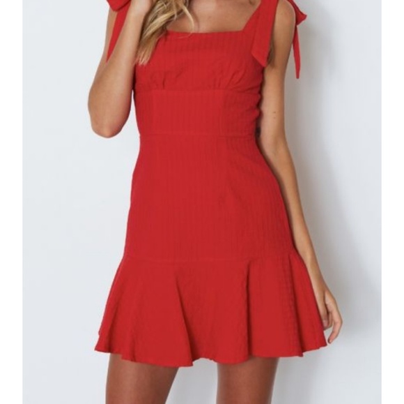 red dress with tie straps